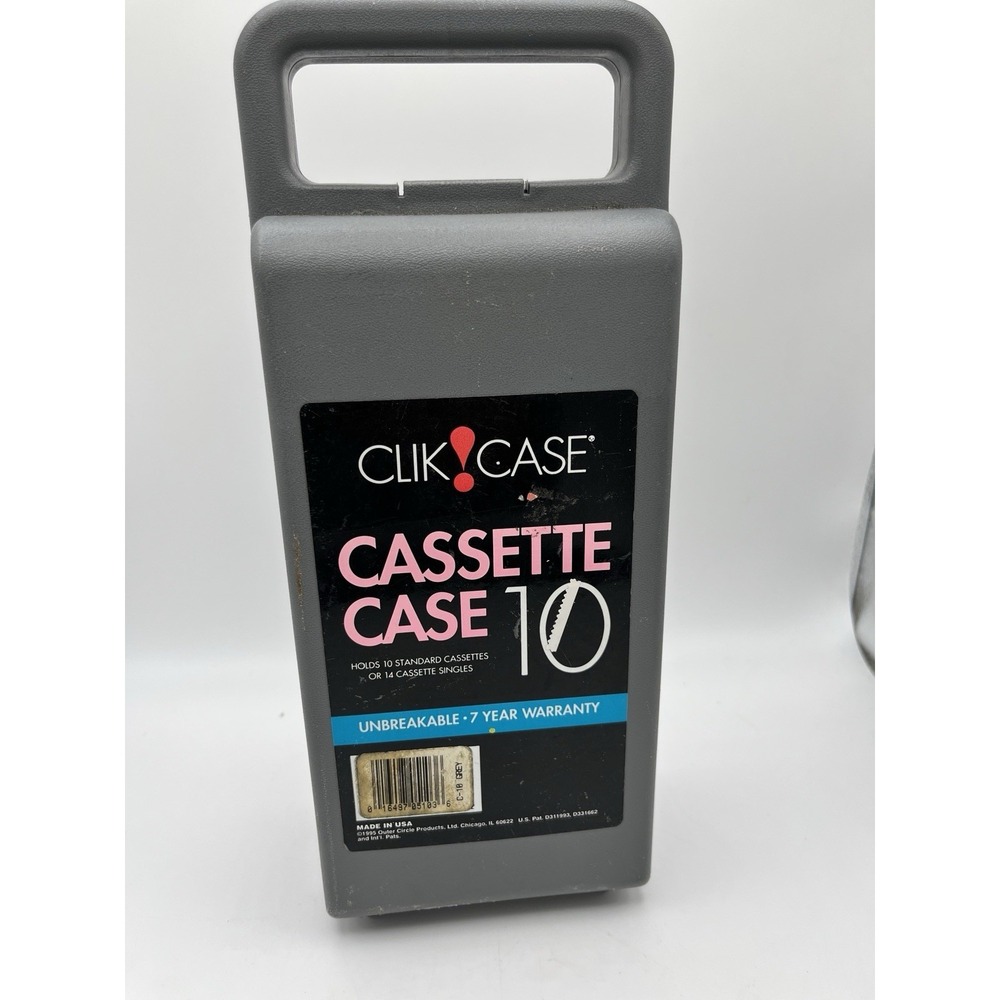 Clik Case Cassette Tape Storage Carry Case w/ 8 Cassettes Gray Vintage